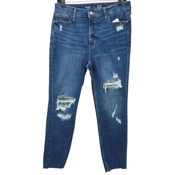 Old Navy Extra HIgh Rise Rockstar Super Skinny Crop Jeans Women 10 P Stretch NWT - Picture 1 of 15